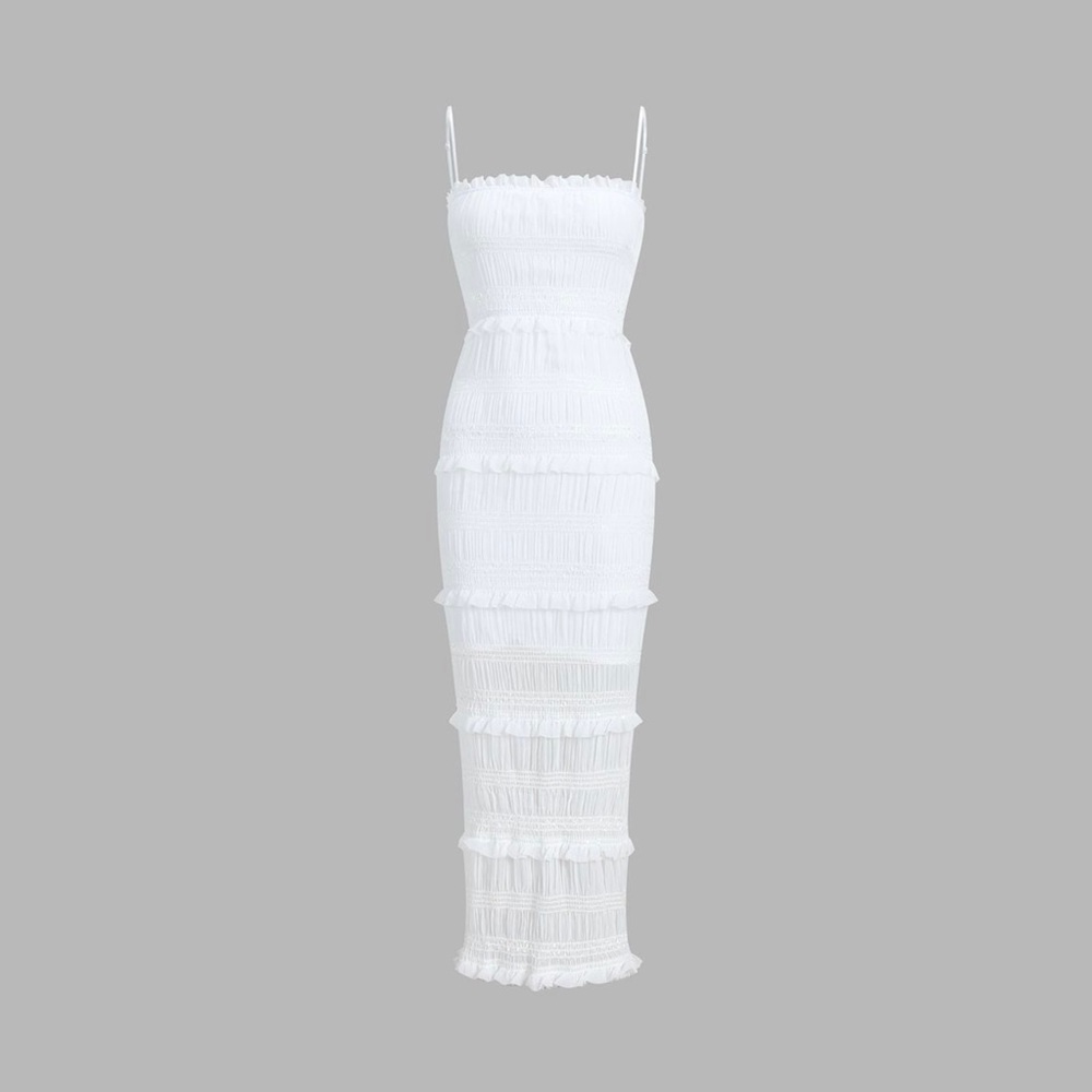White ruffled maxi dress